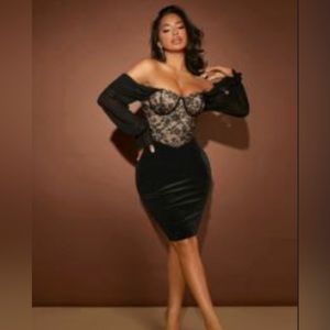 SHEIN little black dress: lace and velvet (size L from SHEIN)